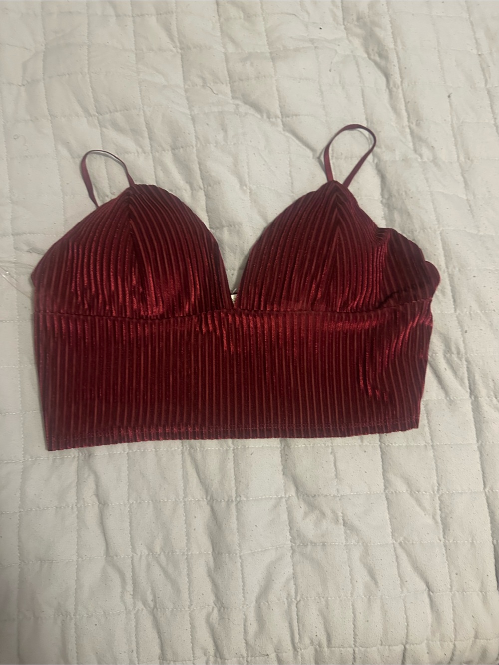 Bozzolo Ribbed Velvet Burgundy Camisole Bralette